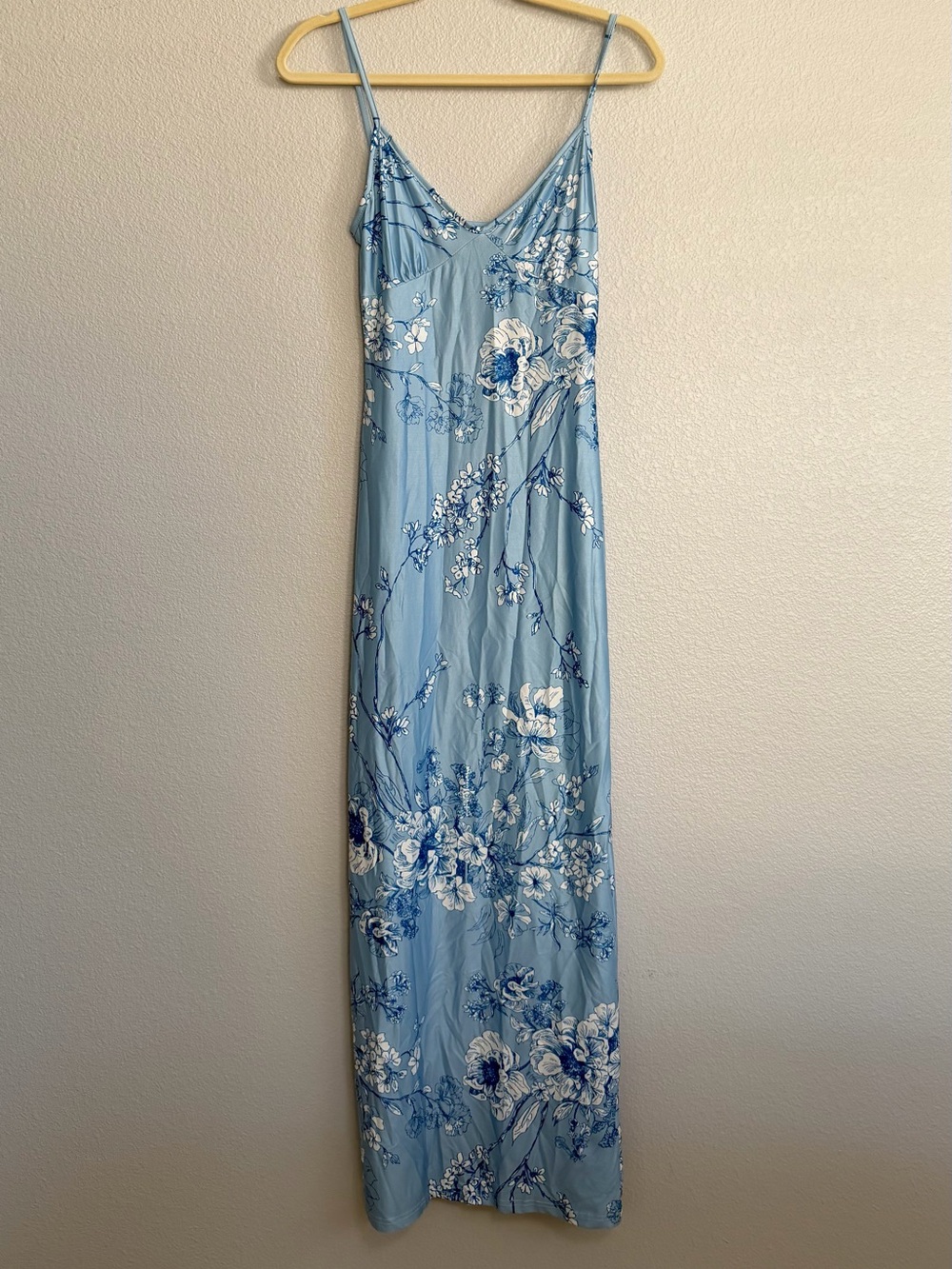 Blue Floral Slip Maxi Dress - Lightweight Women's Dress